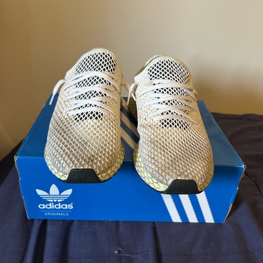 Adidas Originals Beige and White Mesh Sneakers